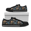 Chinese Dragon And Flower Pattern Print Black Low Top Shoes