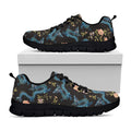 Chinese Dragon And Flower Pattern Print Black Running Shoes