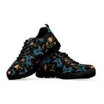 Chinese Dragon And Flower Pattern Print Black Sneakers