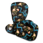 Chinese Dragon And Flower Pattern Print Boxing Gloves