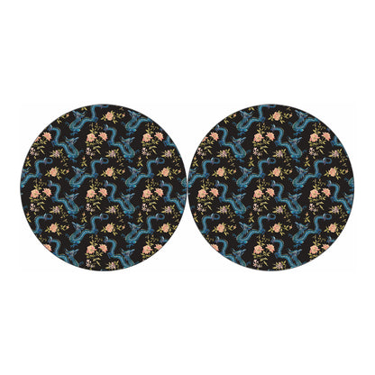 Chinese Dragon And Flower Pattern Print Car Coasters