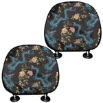 Chinese Dragon And Flower Pattern Print Car Headrest Covers