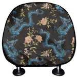 Chinese Dragon And Flower Pattern Print Car Headrest Covers