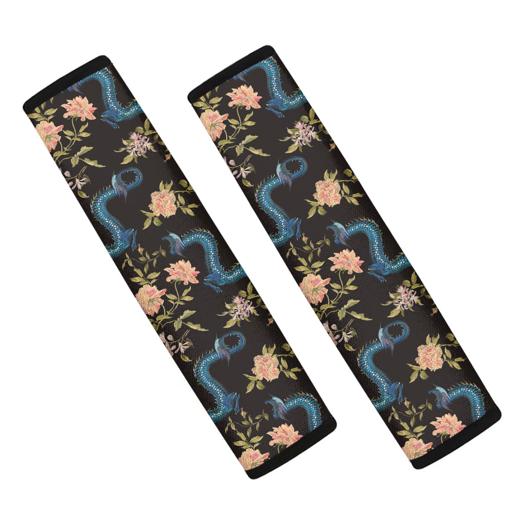 Chinese Dragon And Flower Pattern Print Car Seat Belt Covers