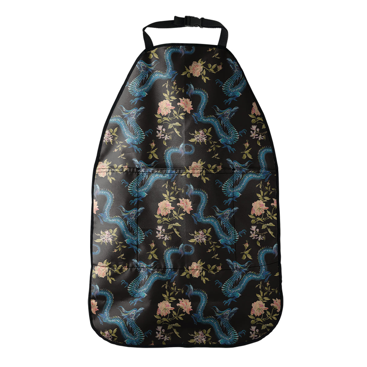Chinese Dragon And Flower Pattern Print Car Seat Organizers