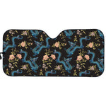 Chinese Dragon And Flower Pattern Print Car Sun Shade