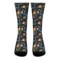 Chinese Dragon And Flower Pattern Print Crew Socks