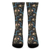 Chinese Dragon And Flower Pattern Print Crew Socks