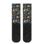 Chinese Dragon And Flower Pattern Print Crew Socks