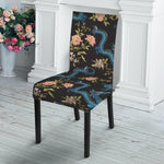 Chinese Dragon And Flower Pattern Print Dining Chair Slipcover