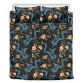 Chinese Dragon And Flower Pattern Print Duvet Cover Bedding Set