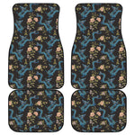 Chinese Dragon And Flower Pattern Print Front and Back Car Floor Mats