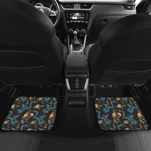 Chinese Dragon And Flower Pattern Print Front and Back Car Floor Mats