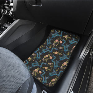 Chinese Dragon And Flower Pattern Print Front and Back Car Floor Mats