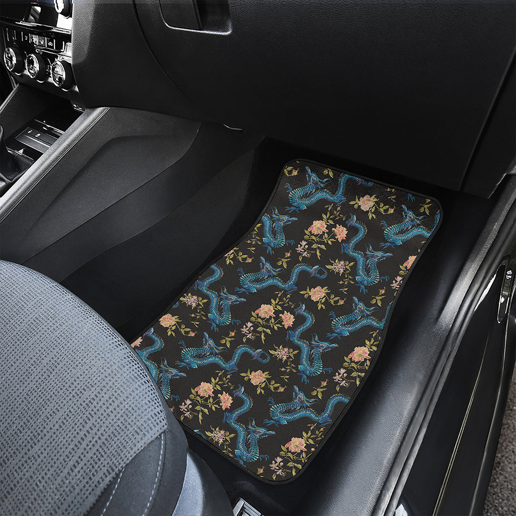 Chinese Dragon And Flower Pattern Print Front Car Floor Mats
