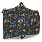 Chinese Dragon And Flower Pattern Print Hooded Blanket