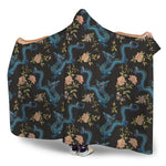 Chinese Dragon And Flower Pattern Print Hooded Blanket