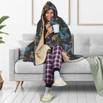 Chinese Dragon And Flower Pattern Print Hooded Blanket