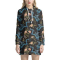 Chinese Dragon And Flower Pattern Print Pullover Hoodie Dress