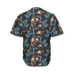 Chinese Dragon And Flower Pattern Print Men's Baseball Jersey