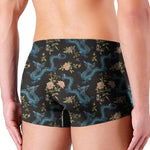 Chinese Dragon And Flower Pattern Print Men's Boxer Briefs