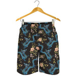 Chinese Dragon And Flower Pattern Print Men's Shorts