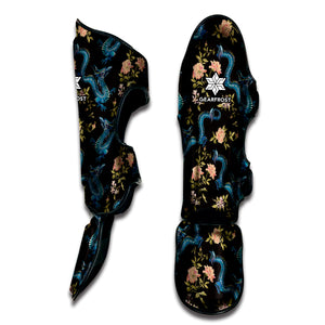 Chinese Dragon And Flower Pattern Print Muay Thai Shin Guard