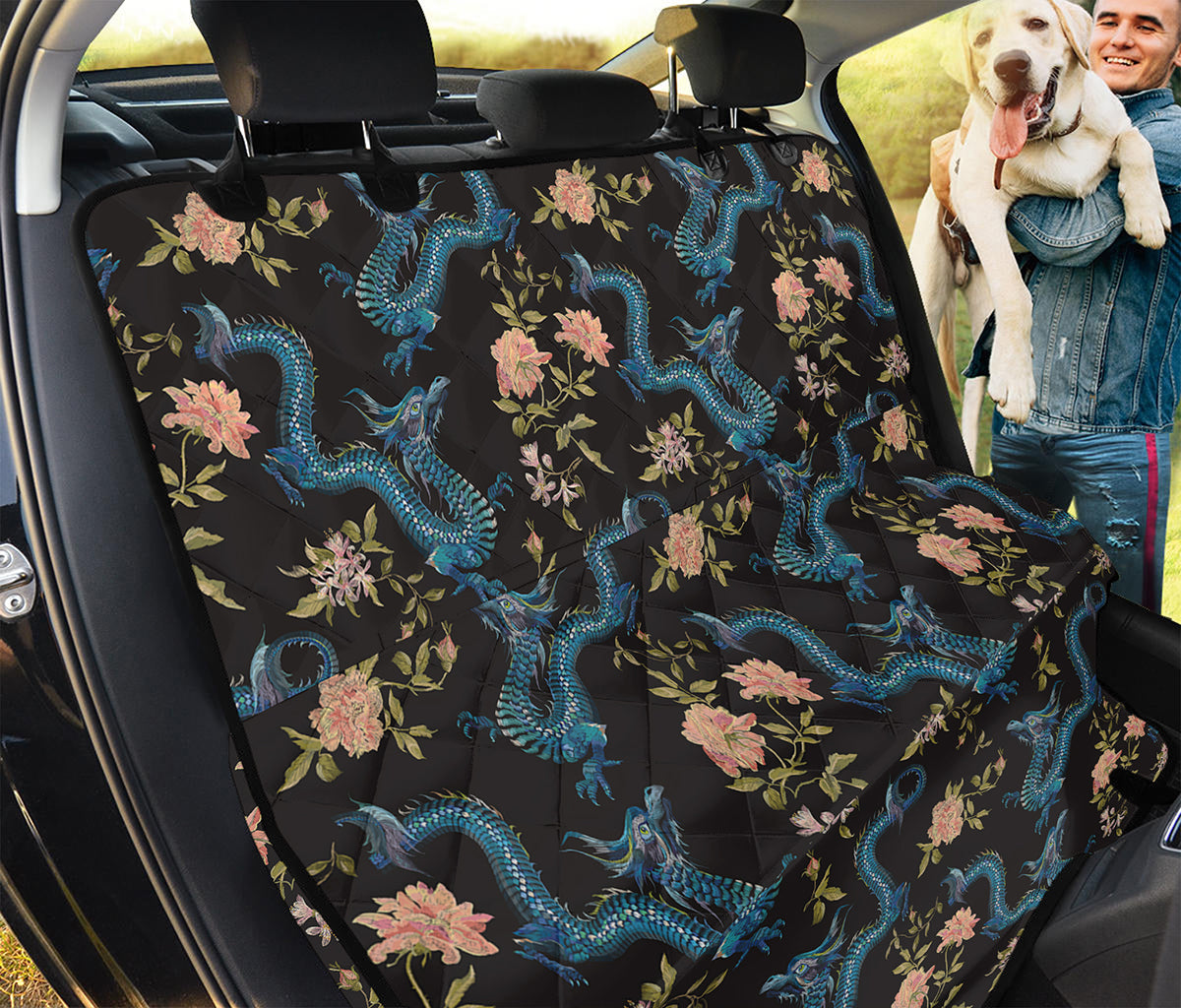 Chinese Dragon And Flower Pattern Print Pet Car Back Seat Cover