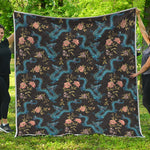 Chinese Dragon And Flower Pattern Print Quilt