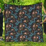 Chinese Dragon And Flower Pattern Print Quilt