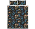 Chinese Dragon And Flower Pattern Print Quilt Bed Set