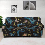 Chinese Dragon And Flower Pattern Print Sofa Cover