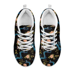 Chinese Dragon And Flower Pattern Print White Sneakers