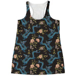Chinese Dragon And Flower Pattern Print Women's Racerback Tank Top