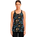 Chinese Dragon And Flower Pattern Print Women's Racerback Tank Top
