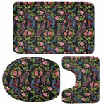 Chinese Dragon Flower Pattern Print 3 Piece Bath Mat Set
