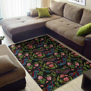 Chinese Dragon Flower Pattern Print Area Rug GearFrost