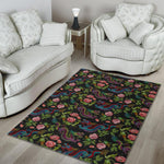 Chinese Dragon Flower Pattern Print Area Rug GearFrost