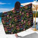 Chinese Dragon Flower Pattern Print Beach Sarong Wrap
