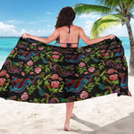Chinese Dragon Flower Pattern Print Beach Sarong Wrap