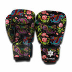 Chinese Dragon Flower Pattern Print Boxing Gloves