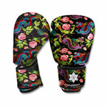 Chinese Dragon Flower Pattern Print Boxing Gloves