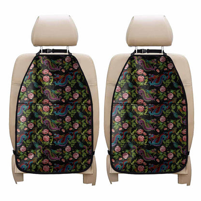 Chinese Dragon Flower Pattern Print Car Seat Organizers