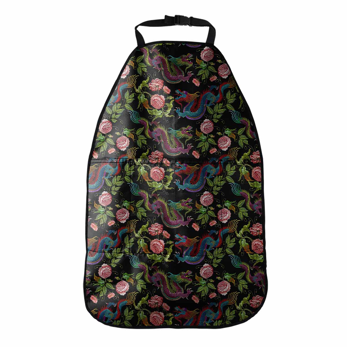 Chinese Dragon Flower Pattern Print Car Seat Organizers