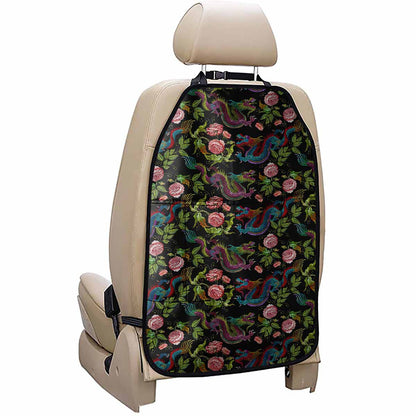 Chinese Dragon Flower Pattern Print Car Seat Organizers