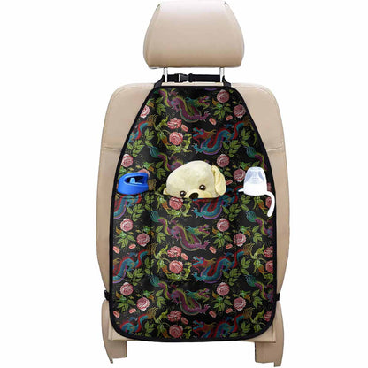 Chinese Dragon Flower Pattern Print Car Seat Organizers