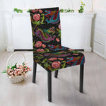 Chinese Dragon Flower Pattern Print Dining Chair Slipcover