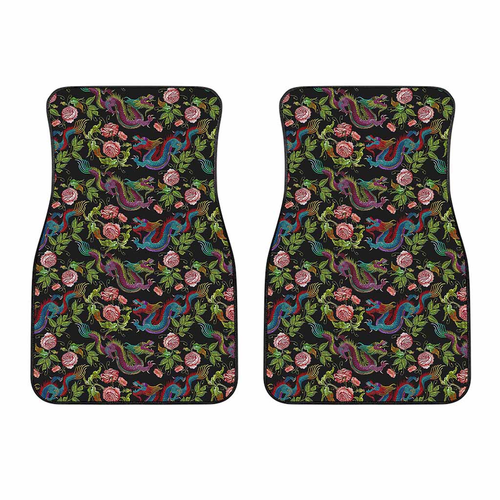Chinese Dragon Flower Pattern Print Front Car Floor Mats