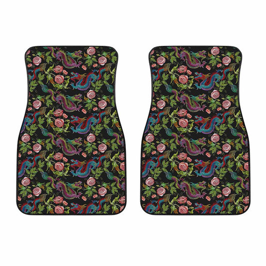Chinese Dragon Flower Pattern Print Front Car Floor Mats
