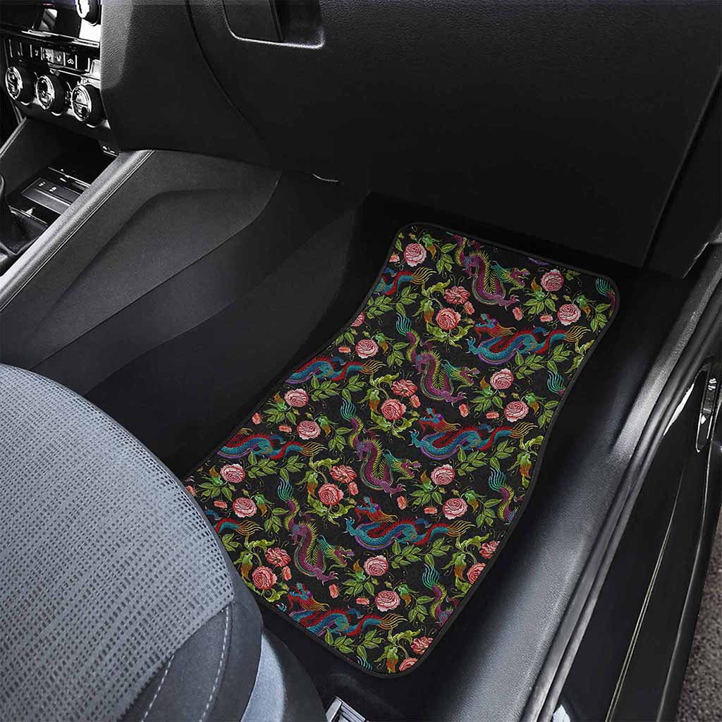 Chinese Dragon Flower Pattern Print Front Car Floor Mats